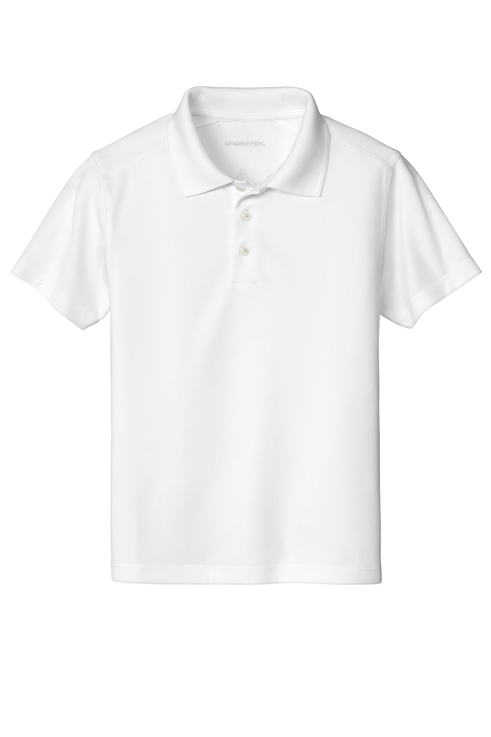 Sport-Tek YST740 Youth UV Micropique Short Sleeve Polo Shirt White Flat Front