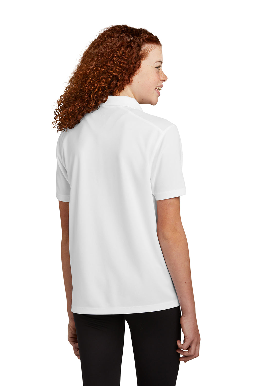 Sport-Tek YST740 Youth UV Micropique Short Sleeve Polo Shirt White Back