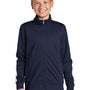 Sport-Tek Youth Full Zip Track Jacket - True Navy Blue/White
