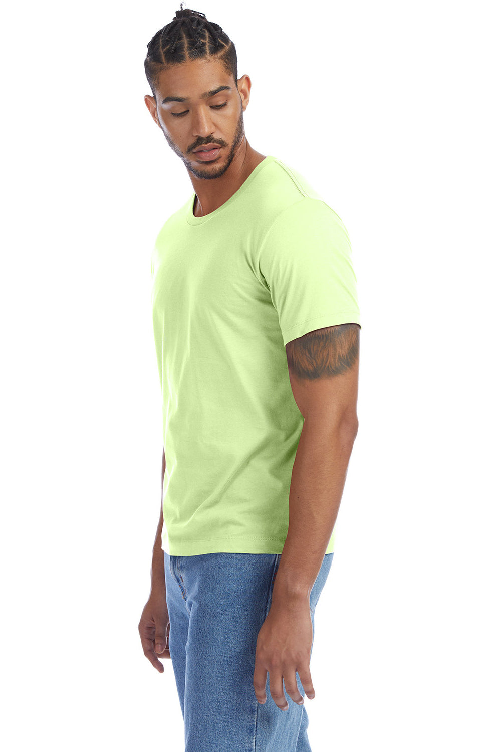 Alternative AA1070/1070 Mens Go To Jersey Short Sleeve Crewneck T-Shirt Highlighter Yellow 3Q