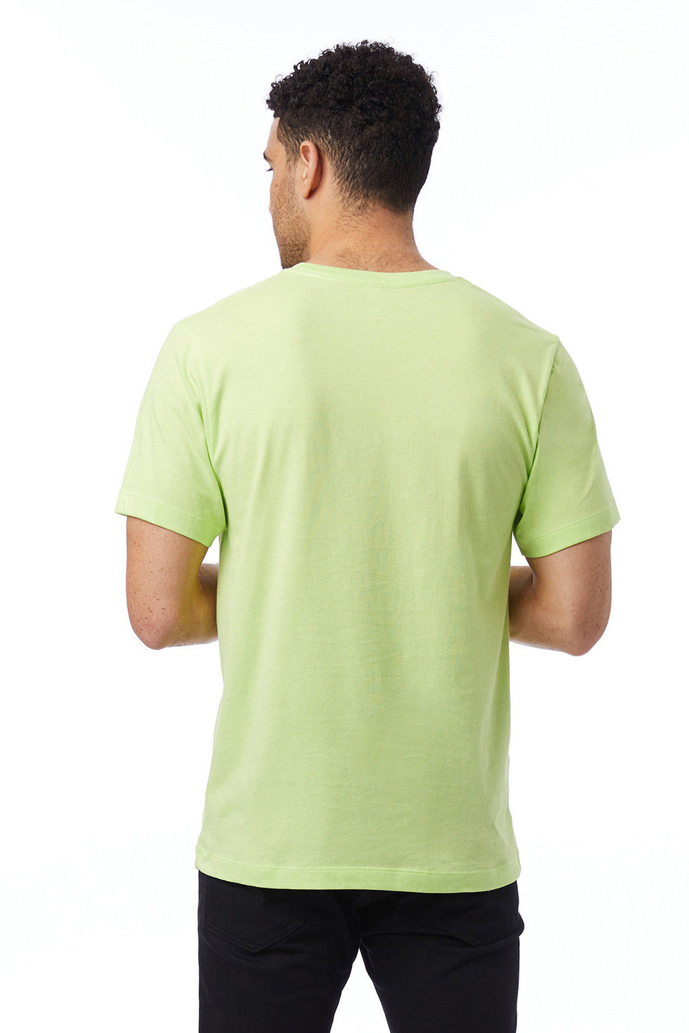 Alternative AA1070/1070 Mens Go To Jersey Short Sleeve Crewneck T-Shirt Highlighter Yellow Back