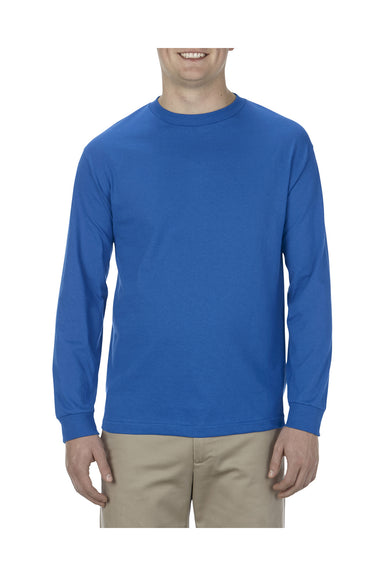 Alstyle AL1304 Mens Long Sleeve Crewneck T-Shirt Royal Blue Front