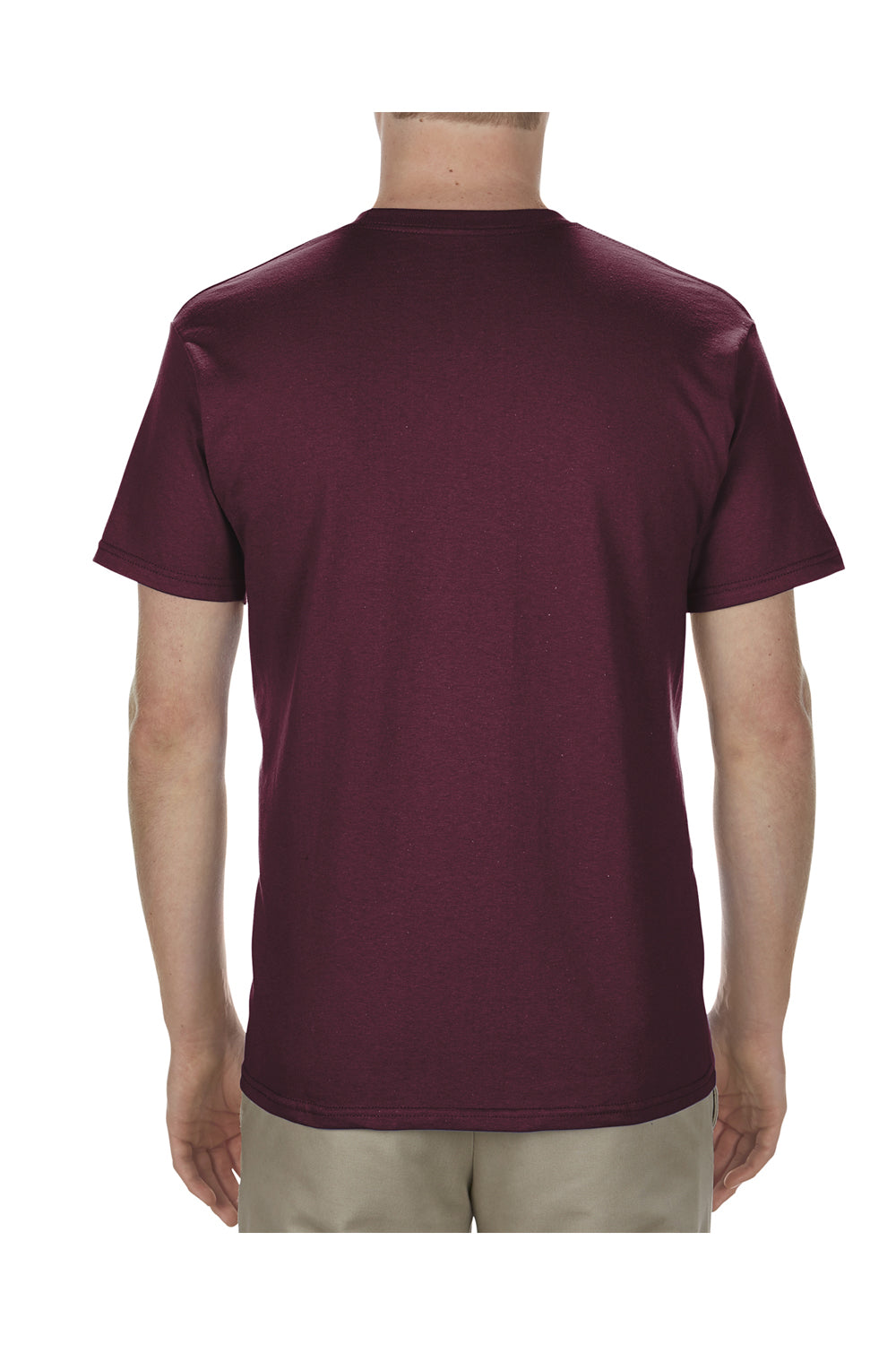 Alstyle AL1701 Mens Soft Spun Short Sleeve Crewneck T-Shirt Burgundy Back