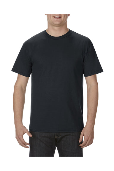 Alstyle AL1701 Mens Soft Spun Short Sleeve Crewneck T-Shirt Black Front