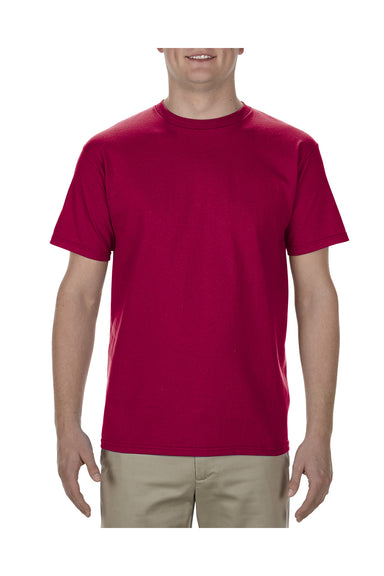 Alstyle AL1701 Mens Soft Spun Short Sleeve Crewneck T-Shirt Cardinal Red Front