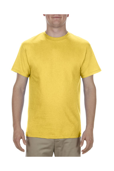 Alstyle AL1901 Mens Short Sleeve Crewneck T-Shirt Yellow Front