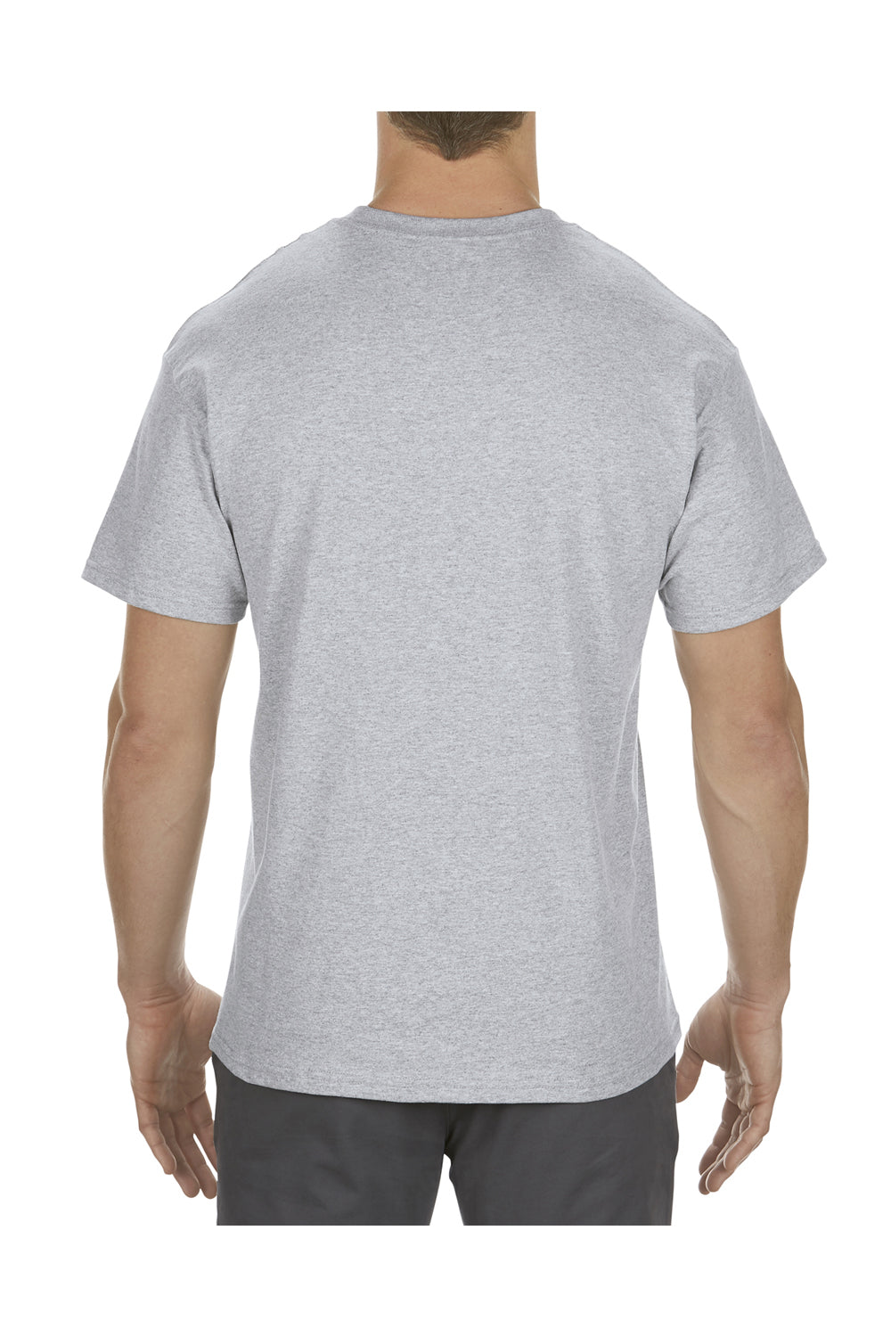 Alstyle AL1901 Mens Short Sleeve Crewneck T-Shirt Heather Grey Back