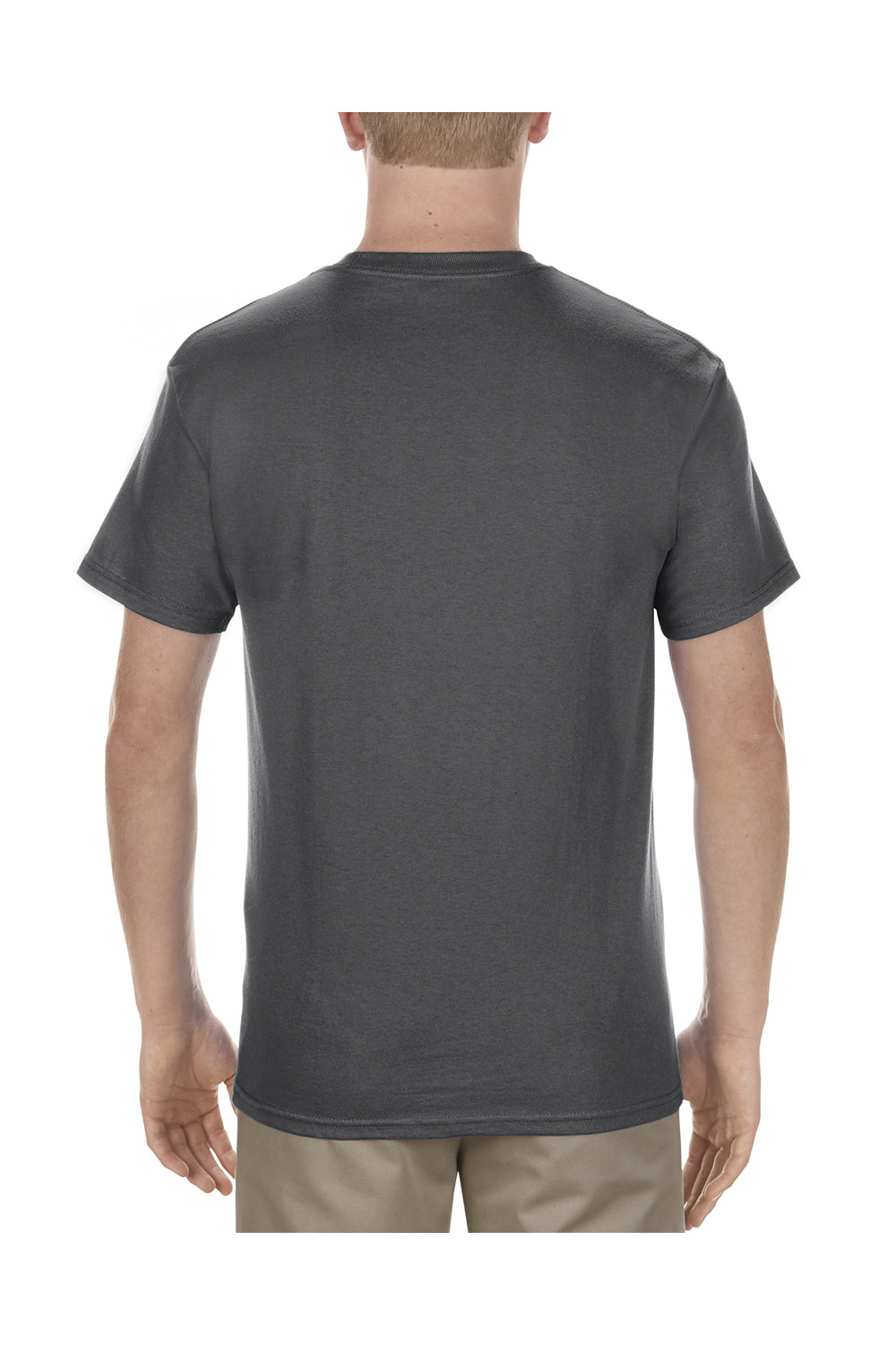 Alstyle AL1901 Mens Short Sleeve Crewneck T-Shirt Heather Charcoal Grey Back