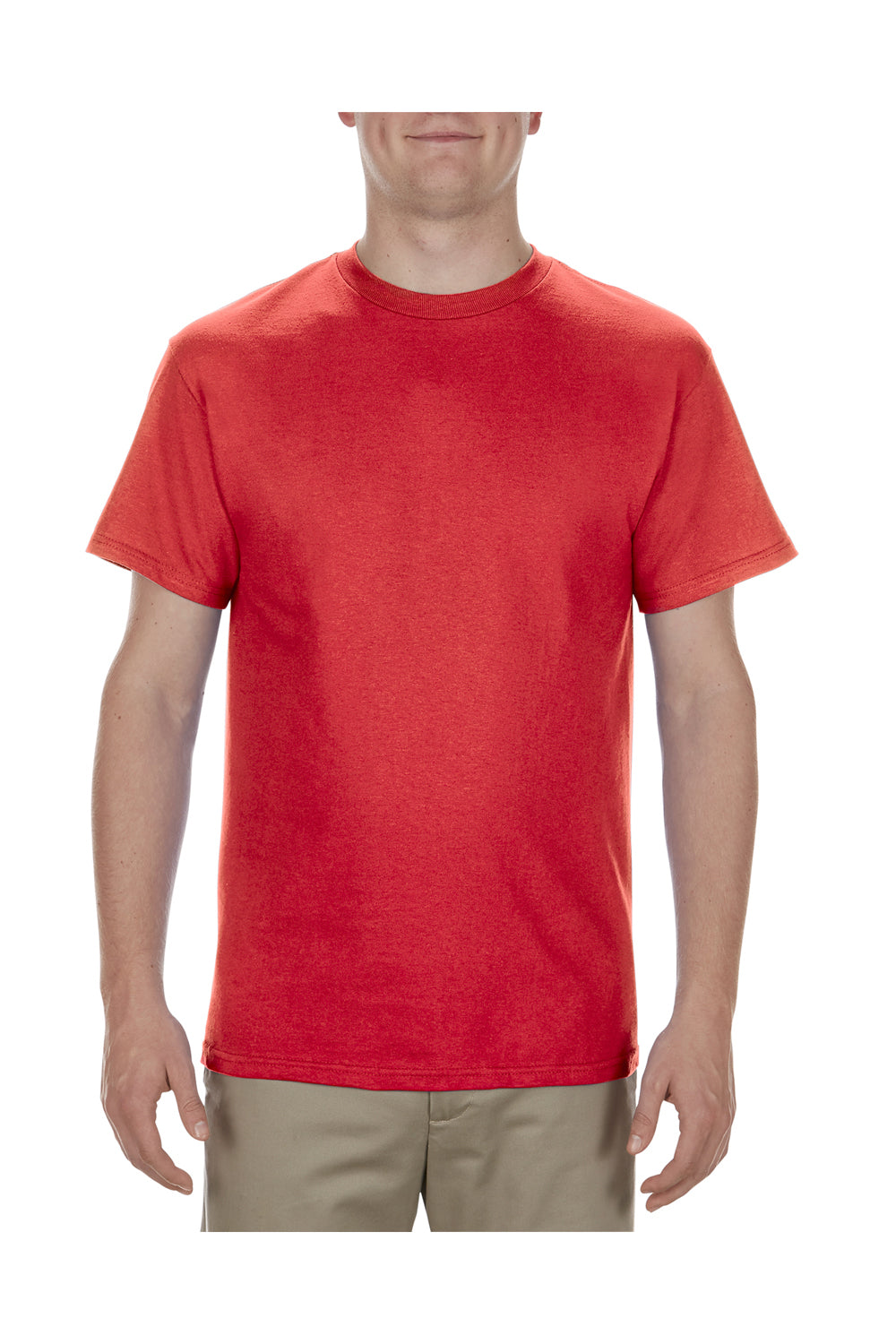Alstyle AL1901 Mens Short Sleeve Crewneck T-Shirt Red Front