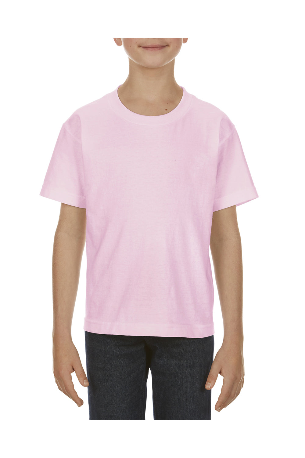 Alstyle AL3381 Youth Short Sleeve Crewneck T-Shirt Pink Front