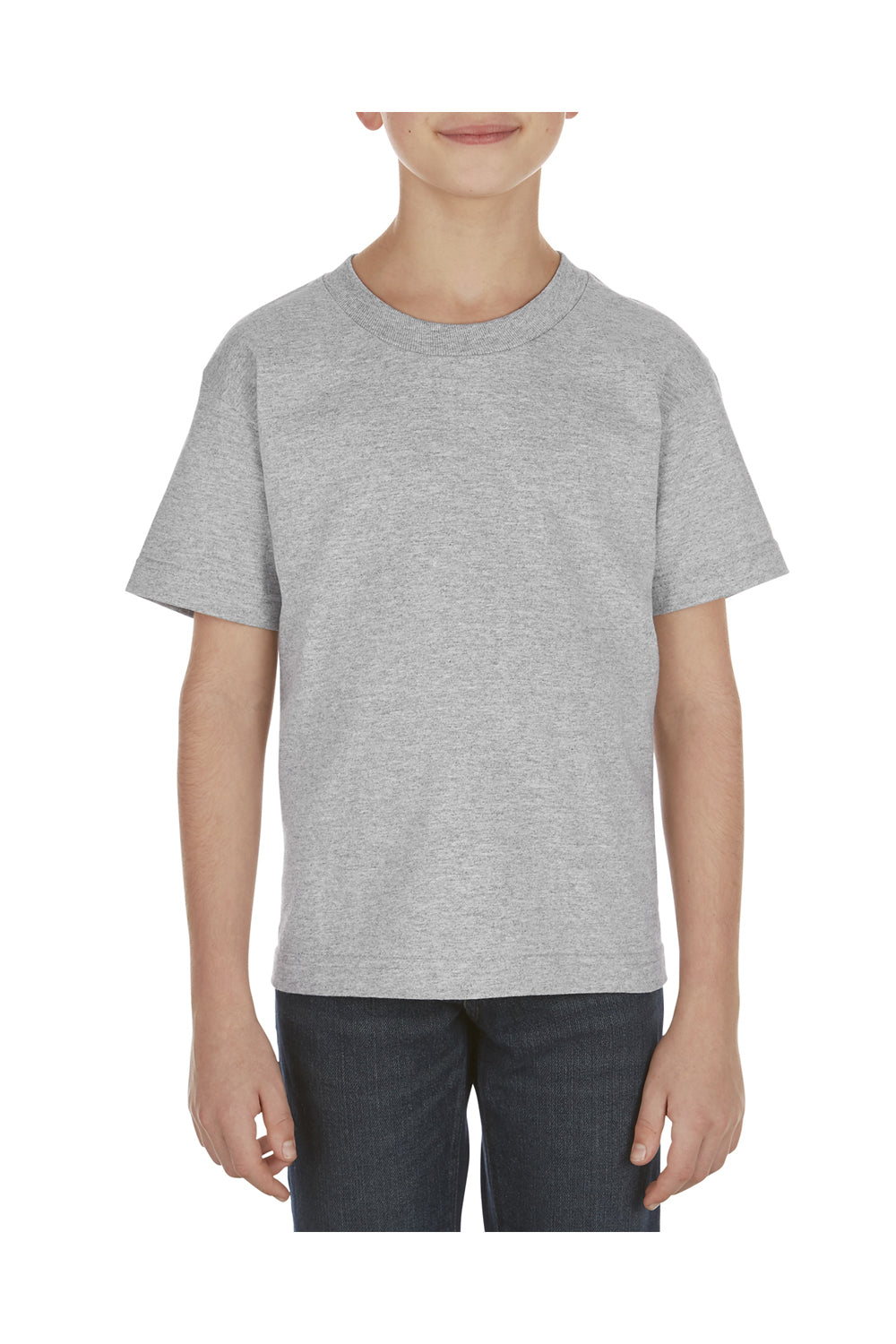 Alstyle AL3381 Youth Short Sleeve Crewneck T-Shirt Heather Grey Front