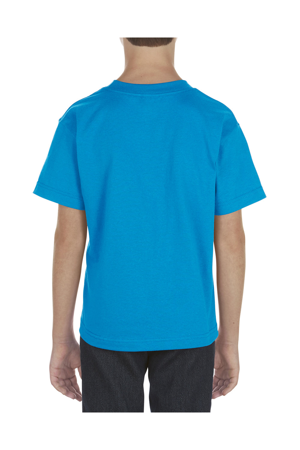 Alstyle AL3381 Youth Short Sleeve Crewneck T-Shirt Turquoise Blue Back