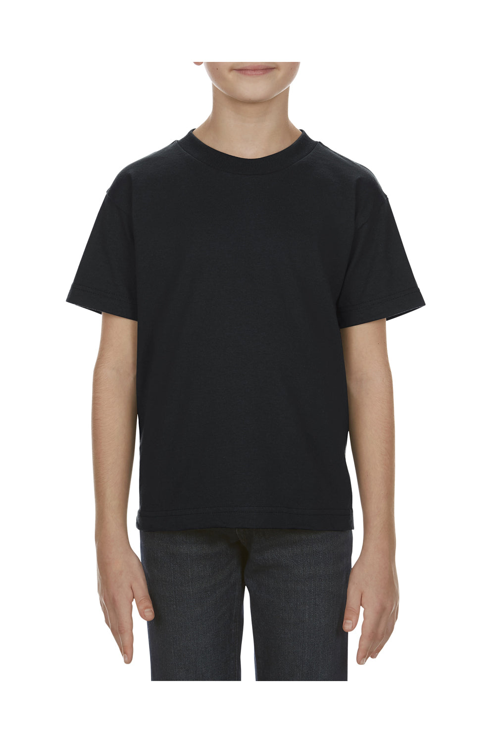 Alstyle AL3381 Youth Short Sleeve Crewneck T-Shirt Black Front