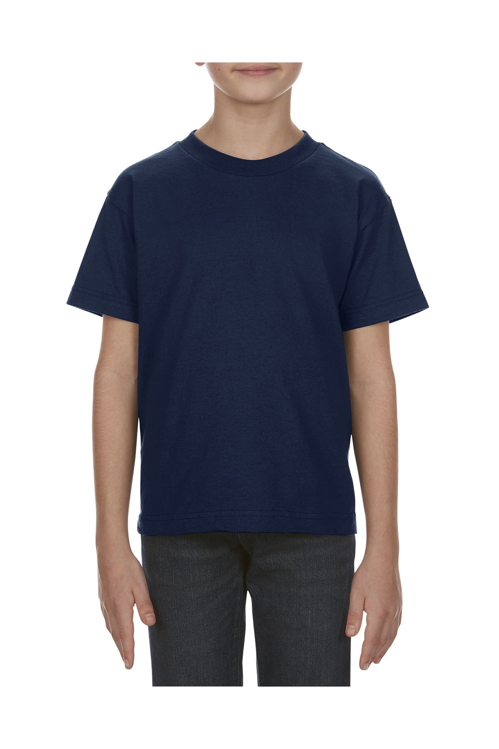 Alstyle AL3381 Youth Short Sleeve Crewneck T-Shirt Navy Blue Front