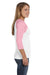 Bella + Canvas B2000 Womens 3/4 Sleeve Crewneck T-Shirt White/Pink Side