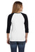 Bella + Canvas B2000 Womens 3/4 Sleeve Crewneck T-Shirt White/Black Back