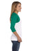 Bella + Canvas B2000 Womens 3/4 Sleeve Crewneck T-Shirt White/Kelly Green Side