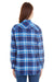 Burnside B5210 Womens Boyfriend Flannel Long Sleeve Button Down Shirt w/ Double Pockets Blue/White Back