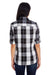 Burnside B5222 Womens Plaid Long Sleeve Button Down Shirt w/ Double Pockets White/Black Back