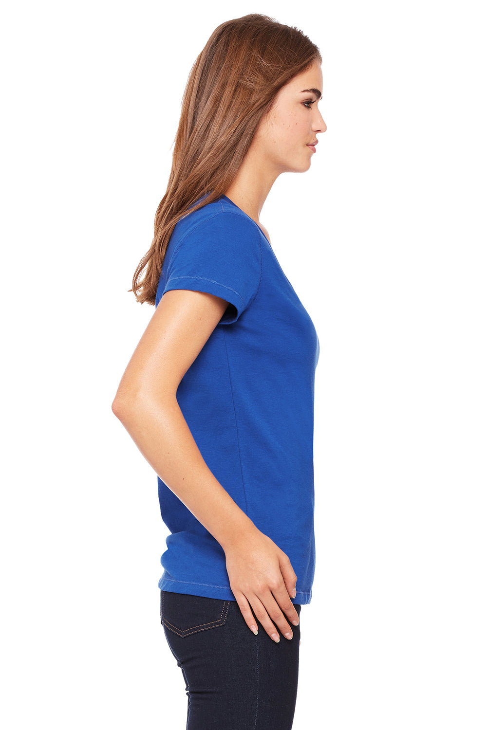 Bella + Canvas B6005 Womens Jersey Short Sleeve V-Neck T-Shirt Royal Blue Side