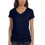 Bella + Canvas Womens Jersey Short Sleeve V-Neck T-Shirt - Navy Blue - Closeout