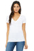 Bella + Canvas B6035 Womens Jersey Short Sleeve Deep V-Neck T-Shirt White Front