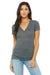 Bella + Canvas B6035 Womens Jersey Short Sleeve Deep V-Neck T-Shirt Charcoal Grey Marble Front