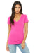 Bella + Canvas B6035 Womens Jersey Short Sleeve Deep V-Neck T-Shirt Berry Pink Front