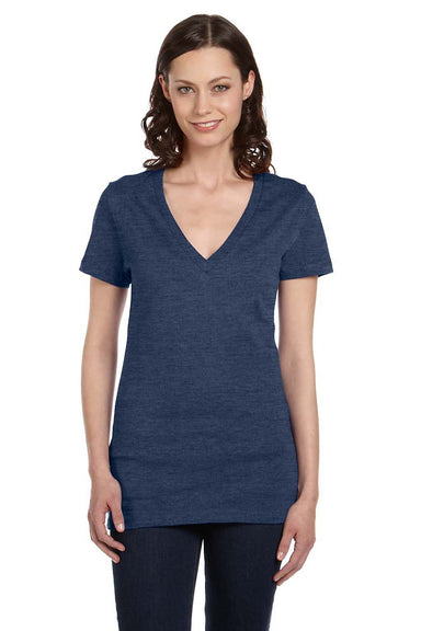 Bella + Canvas B6035 Womens Jersey Short Sleeve Deep V-Neck T-Shirt Royal Blue Front