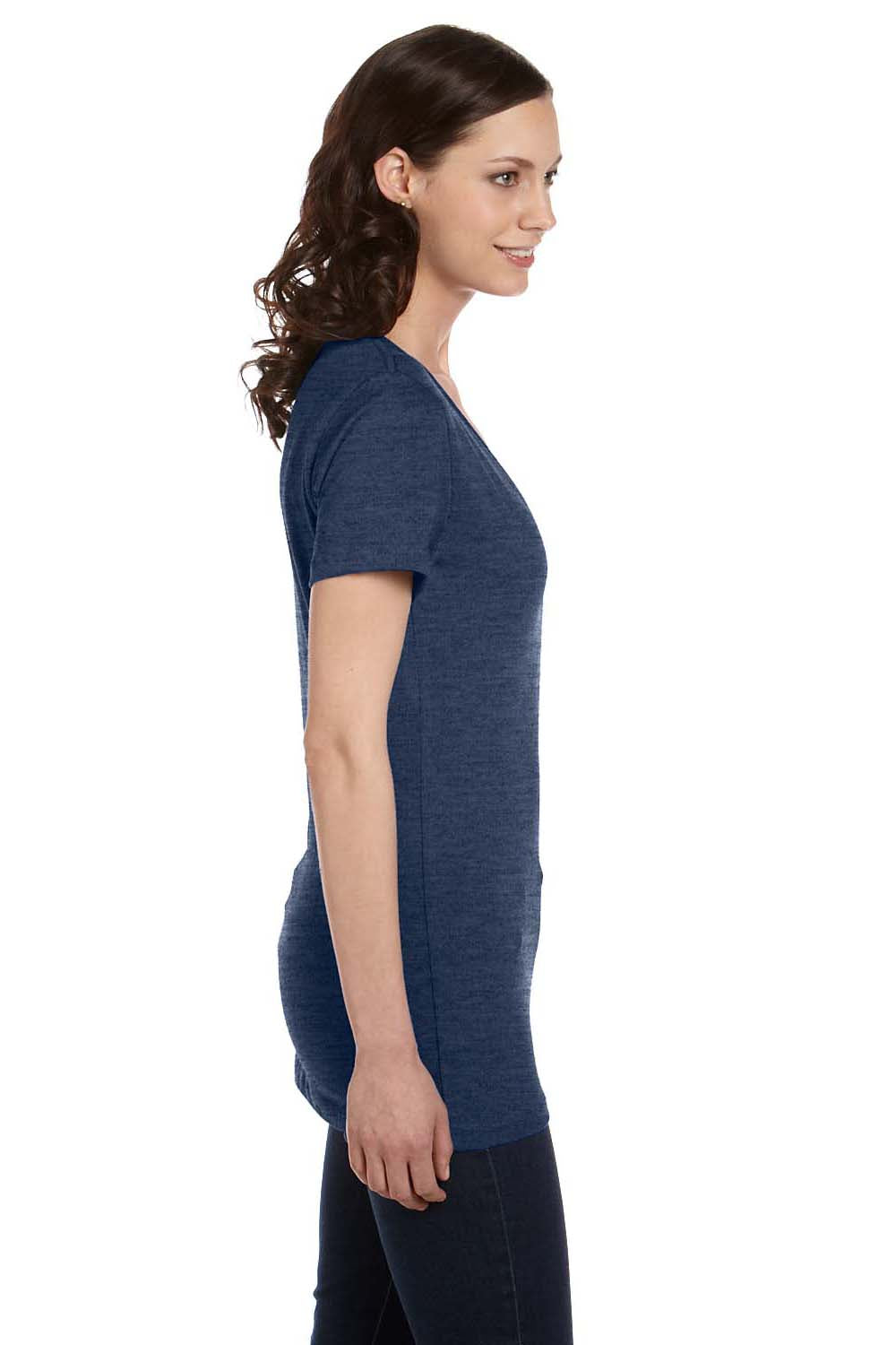 Bella + Canvas B6035 Womens Jersey Short Sleeve Deep V-Neck T-Shirt Royal Blue Side