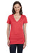 Bella + Canvas B6035 Womens Jersey Short Sleeve Deep V-Neck T-Shirt Coral Orange Front