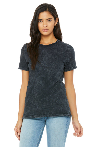 Bella + Canvas B6400 Womens Relaxed Jersey Short Sleeve Crewneck T-Shirt Black Mineral Wash Front