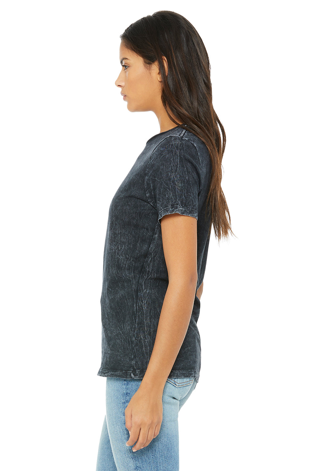 Bella + Canvas B6400 Womens Relaxed Jersey Short Sleeve Crewneck T-Shirt Black Mineral Wash Side