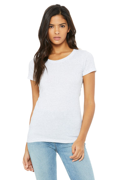 Bella + Canvas B8413 Womens Short Sleeve Crewneck T-Shirt White Fleck Front