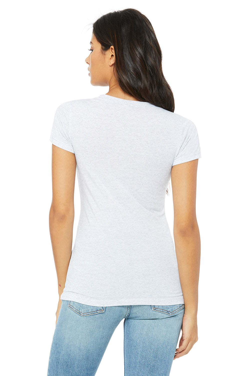 Bella + Canvas B8413 Womens Short Sleeve Crewneck T-Shirt White Fleck Back
