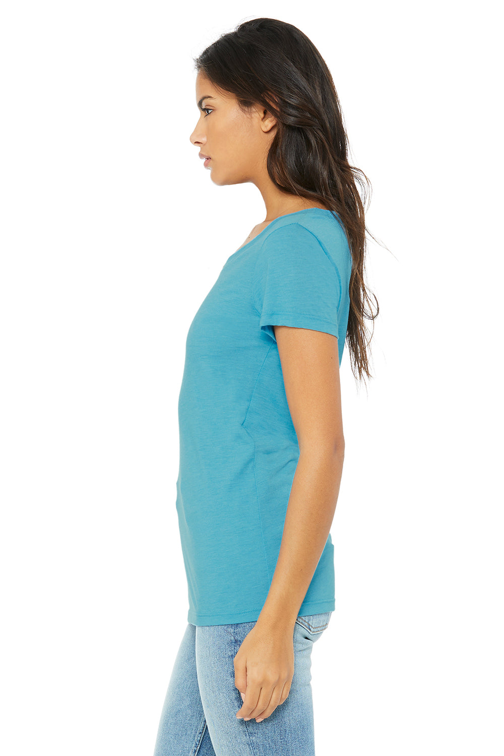 Bella + Canvas B8413 Womens Short Sleeve Crewneck T-Shirt Aqua Blue Side