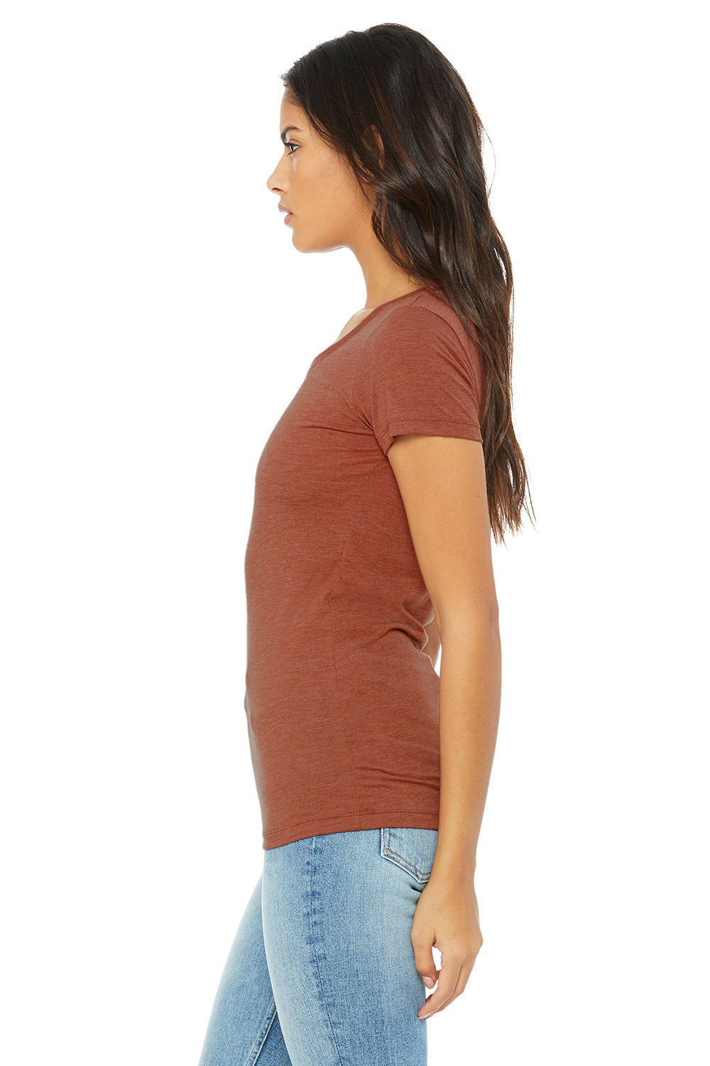 Bella + Canvas B8413 Womens Short Sleeve Crewneck T-Shirt Clay Red Side