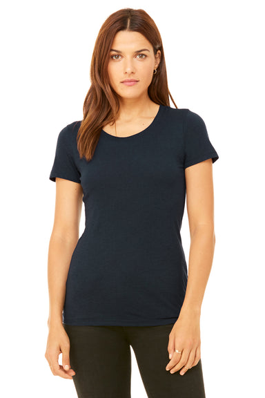 Bella + Canvas B8413 Womens Short Sleeve Crewneck T-Shirt Solid Navy Blue Front