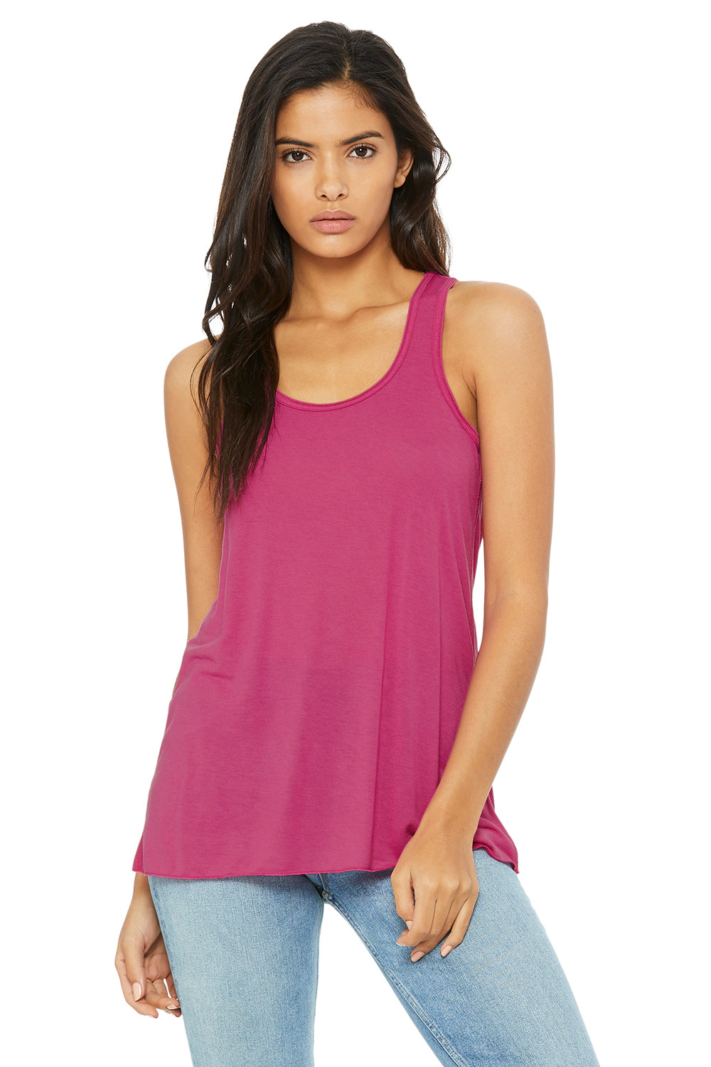 Bella + Canvas B8800 Womens Flowy Tank Top Berry Pink Front