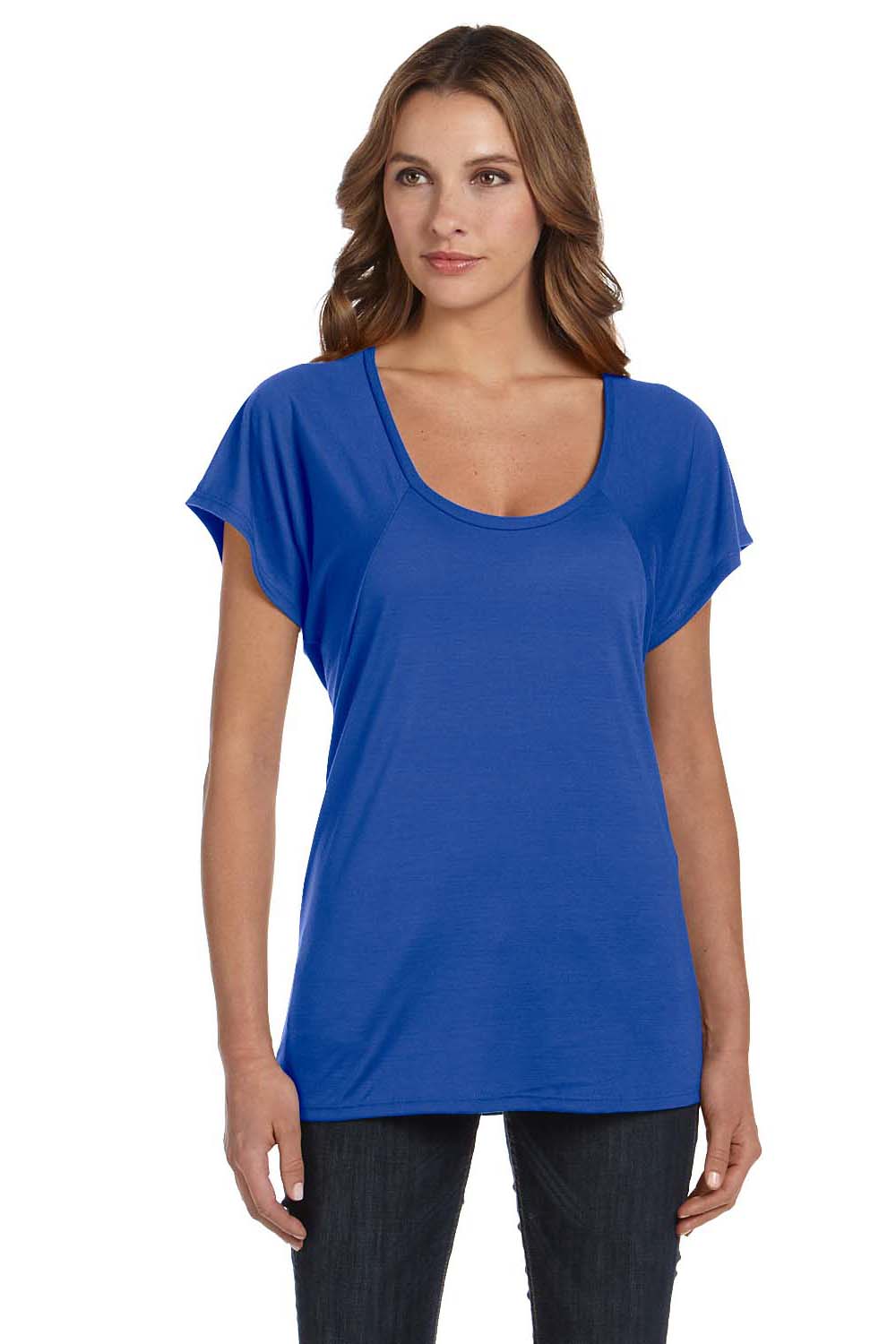 Bella + Canvas B8801 Womens Flowy Short Sleeve Scoop Neck T-Shirt Royal Blue Front