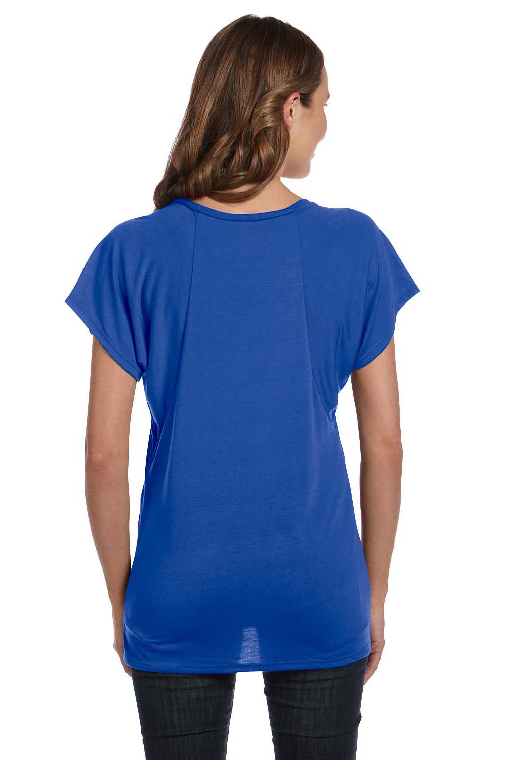 Bella + Canvas B8801 Womens Flowy Short Sleeve Scoop Neck T-Shirt Royal Blue Back