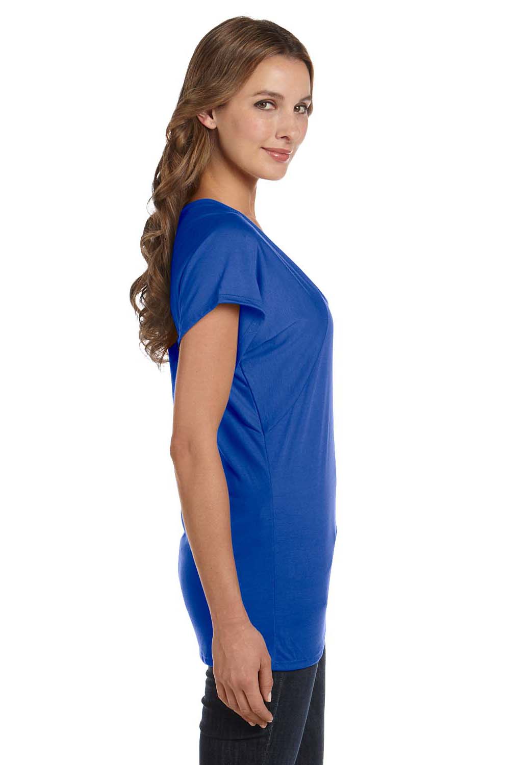 Bella + Canvas B8801 Womens Flowy Short Sleeve Scoop Neck T-Shirt Royal Blue Side
