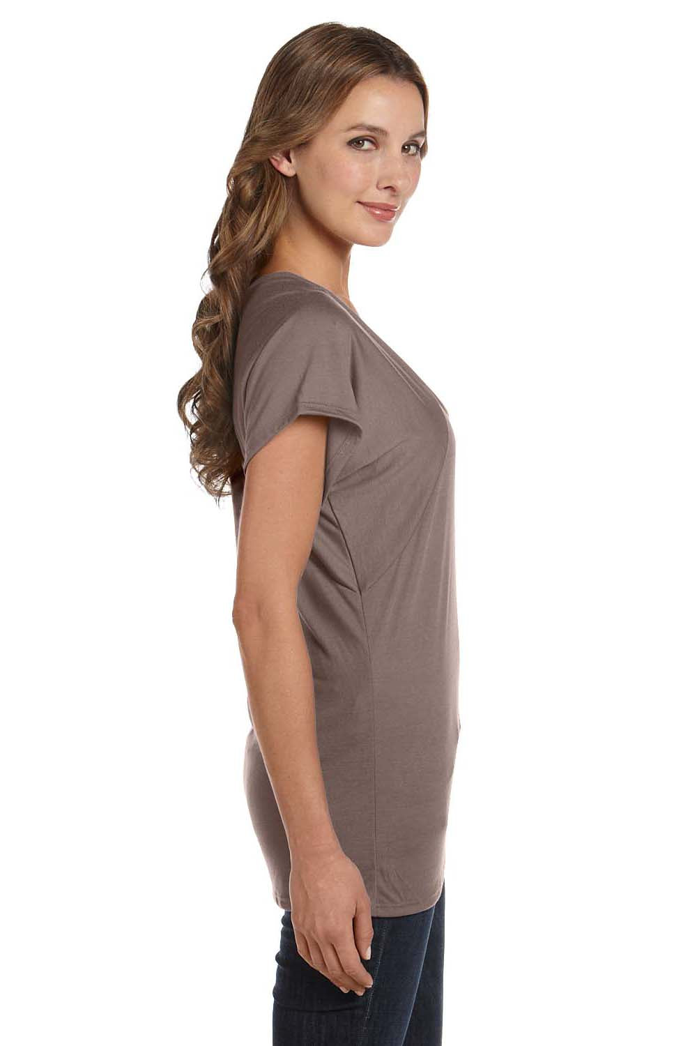 Bella + Canvas B8801 Womens Flowy Short Sleeve Scoop Neck T-Shirt Pebble Brown Side