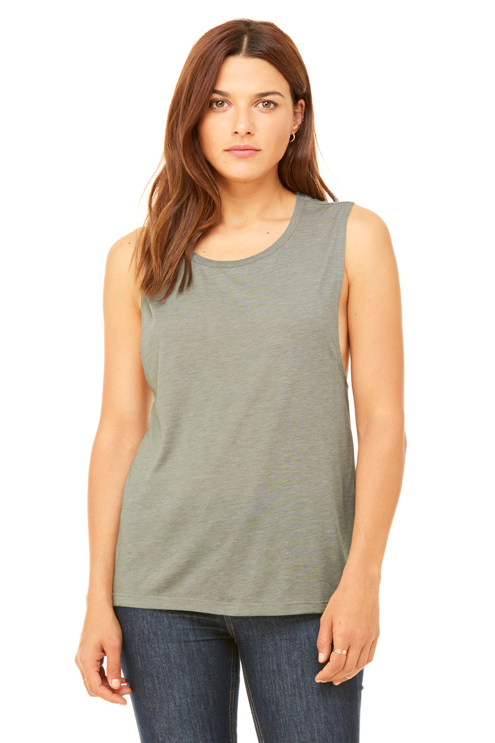 Bella + Canvas B8803 Womens Flowy Muscle Tank Top Heather Stone Brown Front