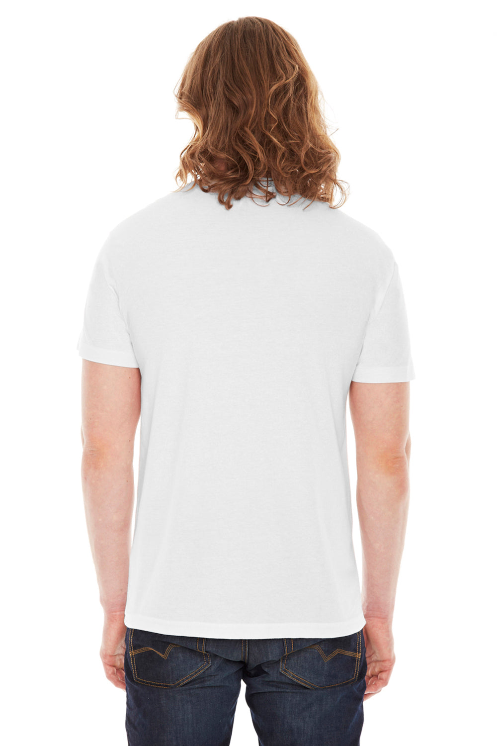 American Apparel BB401 Mens USA Made Short Sleeve Crewneck T-Shirt White Back