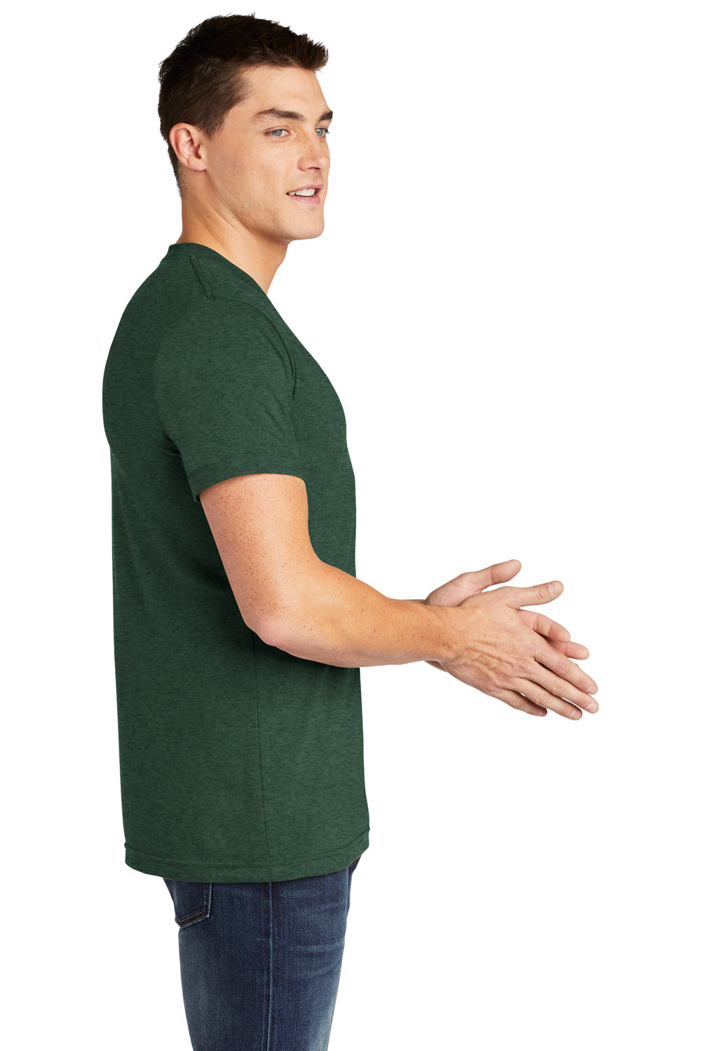 American Apparel BB401W Mens Short Sleeve Crewneck T-Shirt Heather Forest Green Side