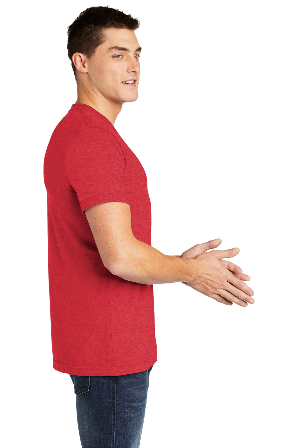 American Apparel BB401W Mens Short Sleeve Crewneck T-Shirt Heather Red Side