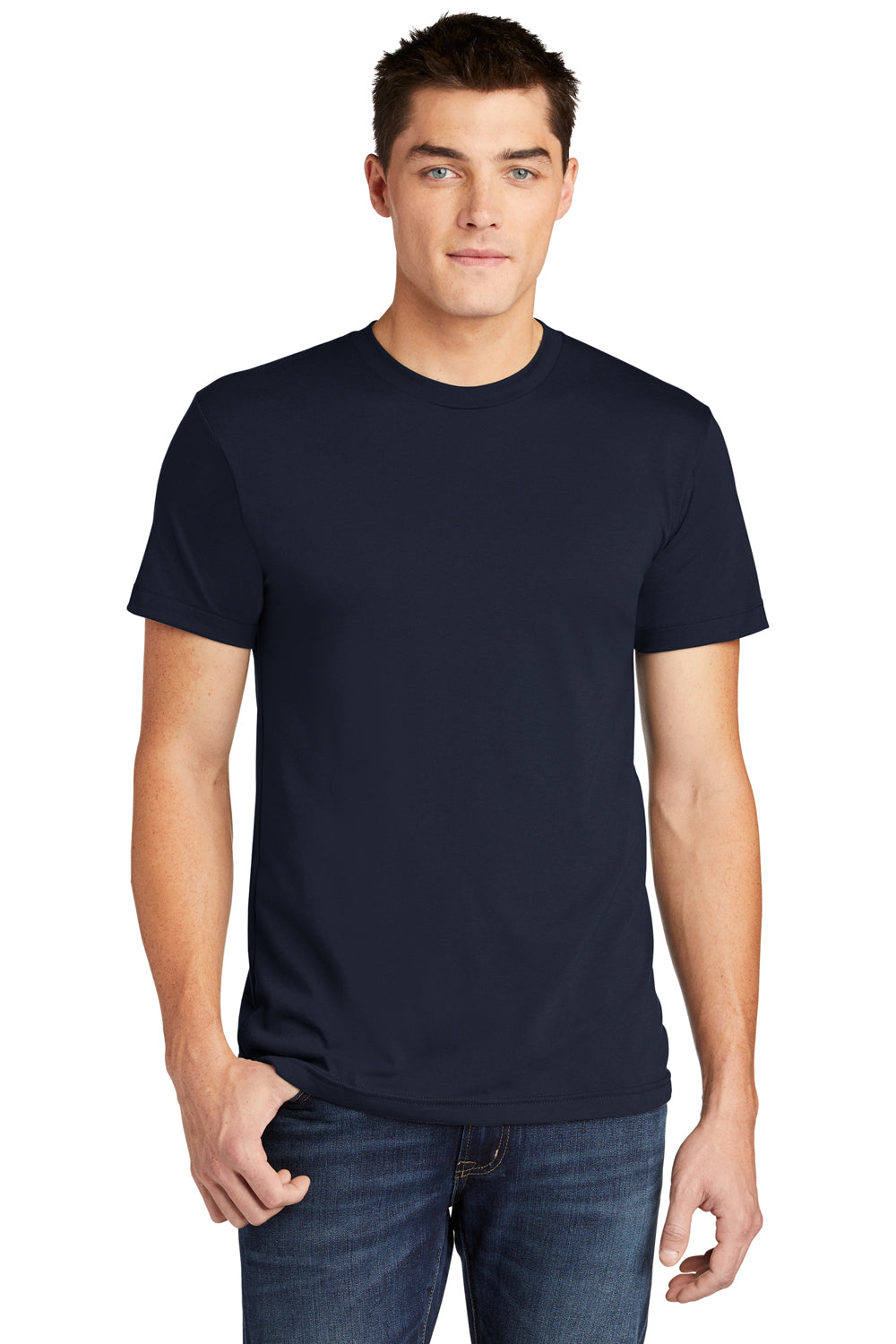 American Apparel BB401W Mens Short Sleeve Crewneck T-Shirt Navy Blue Front
