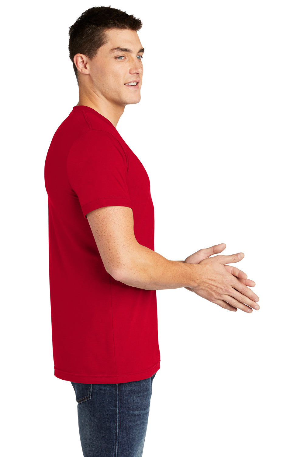 American Apparel BB401W Mens Short Sleeve Crewneck T-Shirt Red Side