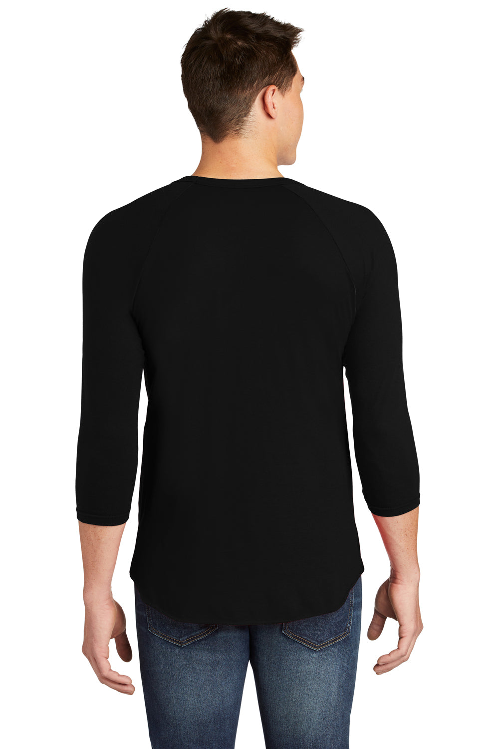 American Apparel BB453W Mens 3/4 Sleeve Crewneck T-Shirt Black Back